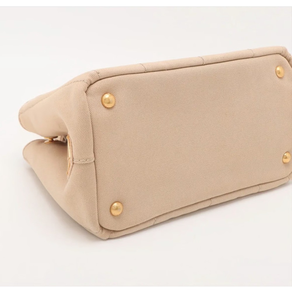 PRADA Canapa Canvas Convertible Tote Bag Beige with gold hardware Strap & COA - Picture 4 of 7